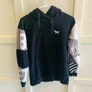 Pink Victoria Secret Womens Black Gray Long Sleeves Pullover Hoodie Size Small